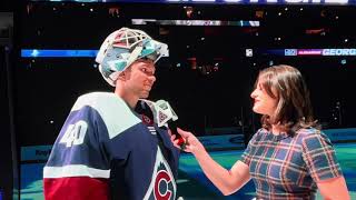 Colorado Avalanche Win Horn Vs Dallas Stars  3 Stars  Alexandar Georgiev Interview 2272024 [upl. by Kissel78]