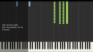 XIII Auf dem Gipfel  Eine Alpensinfonie Op 64  R Strauss  Synthesia Piano Tutorial [upl. by Apul]