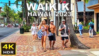 4K HDR Waikiki Narrated Walk  2023  Honolulu Oahu Hawaii [upl. by Jonas489]