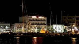 Lemnos island Greece Myrina by night Lighthouse castle amp waterfront [upl. by Nace]