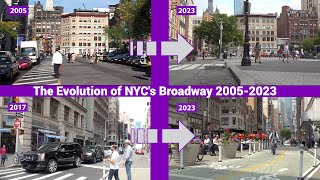 Watch the Dramatic Evolution of NYCs Broadway Between Union Square and Times Square 20052023 [upl. by Partan]