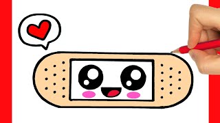 COMO DIBUJAR TIRITA KAWAII PASO A PASO  Dibujos kawaii faciles  How to draw a BAND AID [upl. by Avril159]