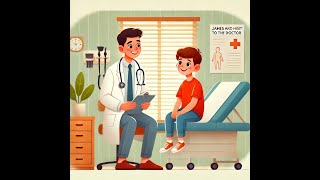 A1 beginner english listening story James and His Visit to the Doctortalk to the doctor in english [upl. by Ahilam826]