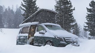 Car Camping CAUGHT IN A SNOW BLIZZARD  Austrian Alps 1800m above sea Winter Van Life ASMR [upl. by Reeher]