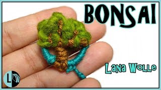 Tutorial ÁRBOL EN ARGOLLA BONSÁI Llavero Paso a Paso TREE BAUM Schlüsselanhänger LANA WOLLE [upl. by Griz451]