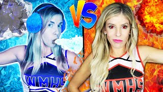 Hot vs Cold Challenge Cheerleader Girl on Fire vs Icy girl to Trick Daniel who is Among Us [upl. by London]