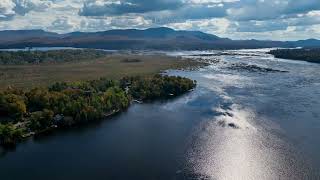 Tupper Lake NY from above on a beautiful fall day Even Michael Myers is enjoying the park [upl. by Aizahs963]