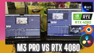 M3 Pro vs RTX 4080m Laptop Blender and Resolve Multicam Timeline Tests  Object Tracking  Timeline [upl. by Retrak73]