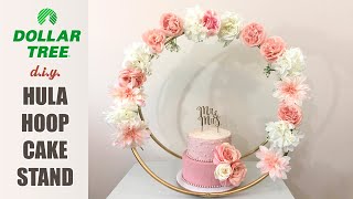 diy Dollar Tree Affordable Hula Hoop Cake Stand  Easy Fast Cheap [upl. by Auhel988]