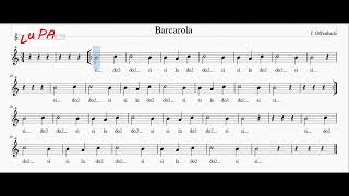 Barcarola J Offenbach  Flauto dolce  Note  Spartito  Karaoke  Recorder  Instrumental [upl. by Adnael516]