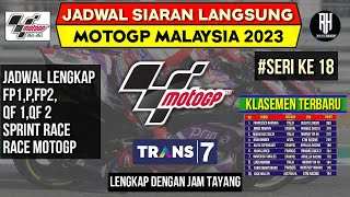 Jadwal Motogp Malaysia 2023GP Malaysia 2023 Seri 18Klasemen Motogp 2023 TerbaruJadwal Motogp 2023 [upl. by Irolav]