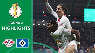 Poulsens brace initiate victory over HSV  RB Leipzig vs Hamburg 40  Highlights  DFBPokal [upl. by Ailes]