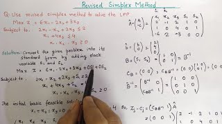 Revised Simplex Method  Standard Form 1  Linear Programming Problem Operation Research [upl. by Rebmit]