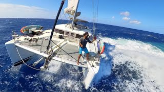 The BIGGEST SEAS we have EVER sailed in  Episode 246 sailing catamaran [upl. by Carder]