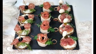 BASTANO 5 MINUTI E SONO PRONTI  ANTIPASTI DELLE FESTE TARTINE NATALIZIE [upl. by Nihsfa695]