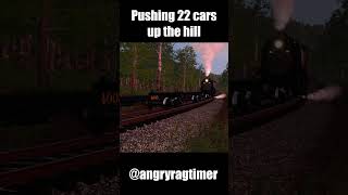 Steam Engine Pushes Cars Uphill railroader railroad railroadgames train trains shorts railway [upl. by Joshuah]