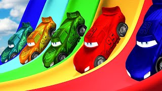 5 COLOR LIGHTNING MCQUEEN CARS VS MONSTER TRUCK RIVALRY [upl. by Wimsatt584]