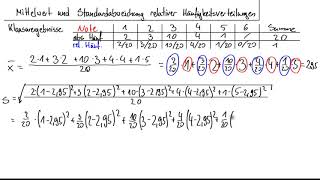 Stochastik Teil 2 02  Mittelwert und Standardabweichung relativer Häufigkeitsverteilungen [upl. by Ettelohcin]