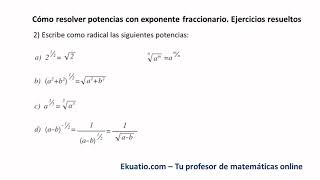 Cómo resolver potencias con exponente fraccionario Ejercicios resueltos paso a paso [upl. by Ahsenom395]