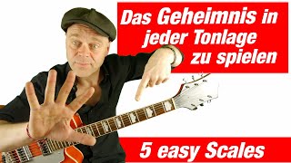 Das Geheimnis in jeder Tonart zu spielen Fingersätze Dur Tonleiter Gitarre  Musiktheorie Gitarre [upl. by Drofnil]