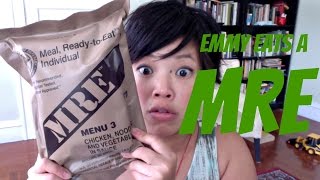 Emmy Eats an MRE  tasting a Meal Ready to Eat [upl. by Anafetse]