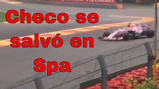 Checo Perez casi choca en la curva peligrosa llamada Eau Rouge de Spa GP de Bélgica Formula 1 [upl. by Heber309]