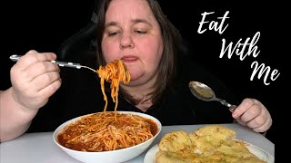 Spaghetti Bolognese Pasta MUKBANG  Comfort Food  Big Bites  EAT WITH ME [upl. by Halehs]