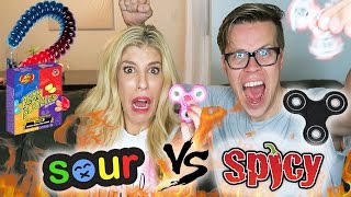 SOUR GUMMY VS HOT EXTREME FIDGET SPINNER CHALLENGE  DAY 131 comp [upl. by Bridget369]