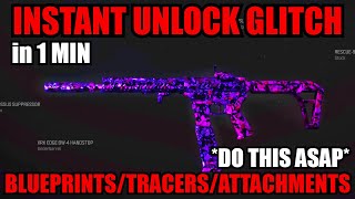 NEW INSTANT UNLOCK GLITCH MW3 BLUEPRINTSTRACERSATTACHMENTSMORE MW3 GLITCHES WARZONE GLITCH [upl. by Aehsel]