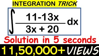 INTEGRATION SHORTCUTSOLVE LINEARLINEAR FORM IN 5 SECONDSJEEEAMCETNDA TRICKS [upl. by Nauqas]