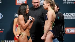 TUF 20 Finale Weighins Carla Esparza vs Rose Namajunas [upl. by Ettenotna521]