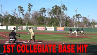 NICK OELCHER STAC BASEBALL FRESHMAN 3RD BASE 1ST COLLEGIATE HIT HIGHLIGHTS NORTH AND SOUTH CAROLINA [upl. by Heman331]