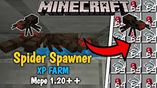 SPIDER SPAWNER XP Farm MCPE 120 BedRockMcpe [upl. by Aikenat]