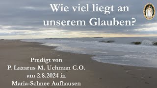 Wie viel liegt an unserem Glauben  Predigt von P Lazarus M Uchman CO [upl. by Duvall677]