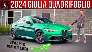 The 2024 Alfa Romeo Giulia Quadrifoglio Is A Ferocious Ferrari Powered Super Sedan [upl. by Llenyt]