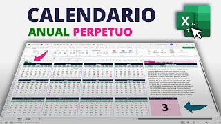 CALENDARIO Anual PERPETUO en Excel Automatizado con Eventos [upl. by Bloom468]