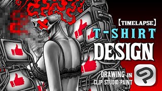 TShirt Design Drawing in Clip Studio Paint drawing design tshirtdesign clipstudiopaint [upl. by Australia]