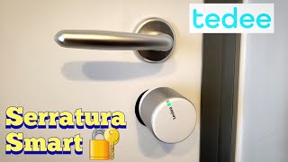 Apertura Porta anche da remotograzie alla SERRATURA SMART Tedee Go  smart lock installation [upl. by Sayette]