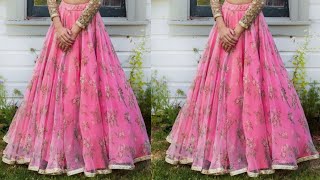 Lehenga sewinglehenga ki cuttinglehenga stitching easy step full circle lehenga cutting stitching [upl. by Huckaby707]