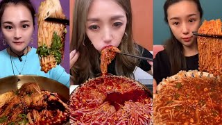 Chinese Mukbang🍜 ASMR SPICY ENOKI MUSHROOM MUKBANG 먹방 No Talking 001 [upl. by Olivier94]