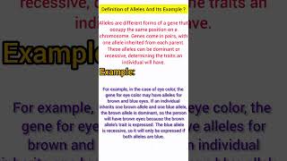 Defination of Alleles And Its Examplealleles [upl. by Cirdet]