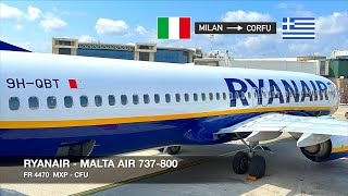 THE ICONIC LANDING IN CORFU  Ryanair Malta Air 737800  Milan MXP ✈ Corfu [upl. by Ynaitirb]