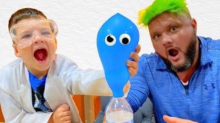 CALEB Pretend PLAY EASY DIY SCIENCE EXPERIMENTS for KIDS EXPERiMENT with BALLOONS [upl. by Cristi]