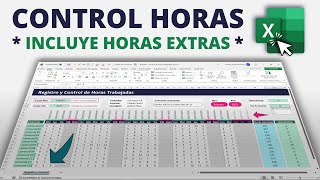 Plantilla para Calcular HORAS TRABAJADAS en Excel  Incluye HORAS EXTRAS Sin Macros [upl. by Bevvy]