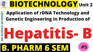 VaccinesHepatitis BApplication of rDNA Techn and Genetic Enginin Produc of 6 SemBiotechnology [upl. by Florin]