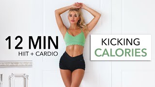 12 MIN KICKING CALORIES  Fun Cardio HIIT Workout  not dancy suitable to do in public [upl. by Lacee]