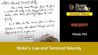 Class 11 Physics  Viscosity  4 Stokes Law and Terminal Velocity  For JEE amp NEET [upl. by Anilesor]