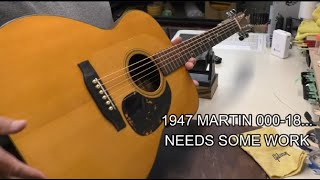 77 Year Old 1947 Martin 00018 Acoustic Guitar it needs some attention [upl. by Ezeerb]