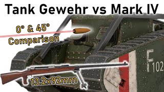 TANK GEWEHR vs MARK IV LANDSHIP SIMULATION  132mm TuF AP 0° amp 45° Armour Piercing Simulation [upl. by Ul135]