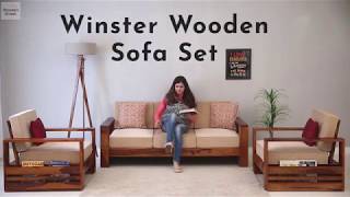 Wooden Sofa Set Winster Wooden Sofa Set Online by WoodenStreet [upl. by Yerac]